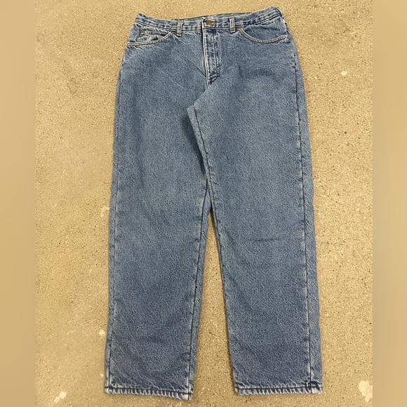 Vintage L.L. Bean Fleece Lined Light Wash Denim Blue Jeans - 36X30 Straight Leg - Picture 3 of 15